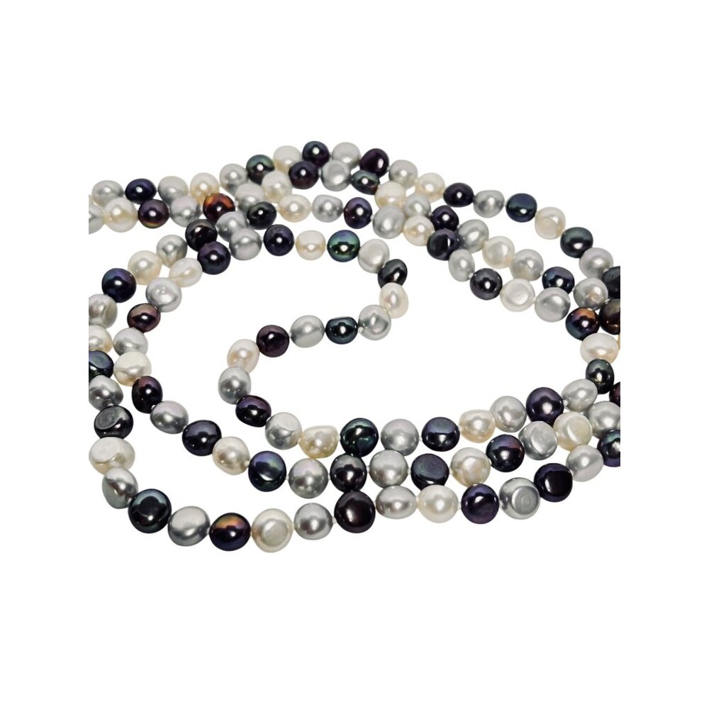Single Strand Purple, White And Iridescent Pearl Necklace  (6294) - Picture 7 of 7